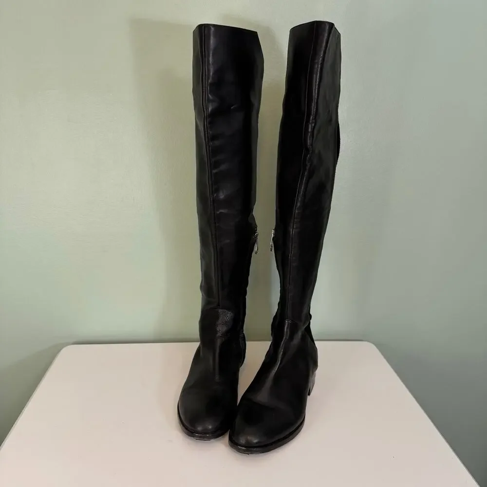Carolinna Espinosa Womens 8.5M Black Corbin Leather & Suede Over The Knee Boots - Picture 4 of 13